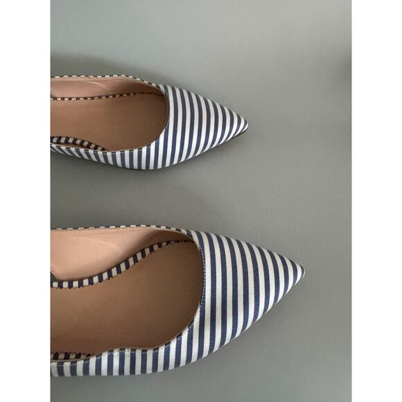 J.Crew Slingback Flats Striped Blue and White Women’s Size 10 Leather Lining - Picture 5 of 8